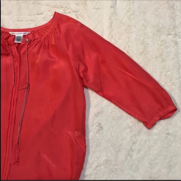 DVF Coral Paeden Tassle Blouse Size 4 - Picture 4 of 9